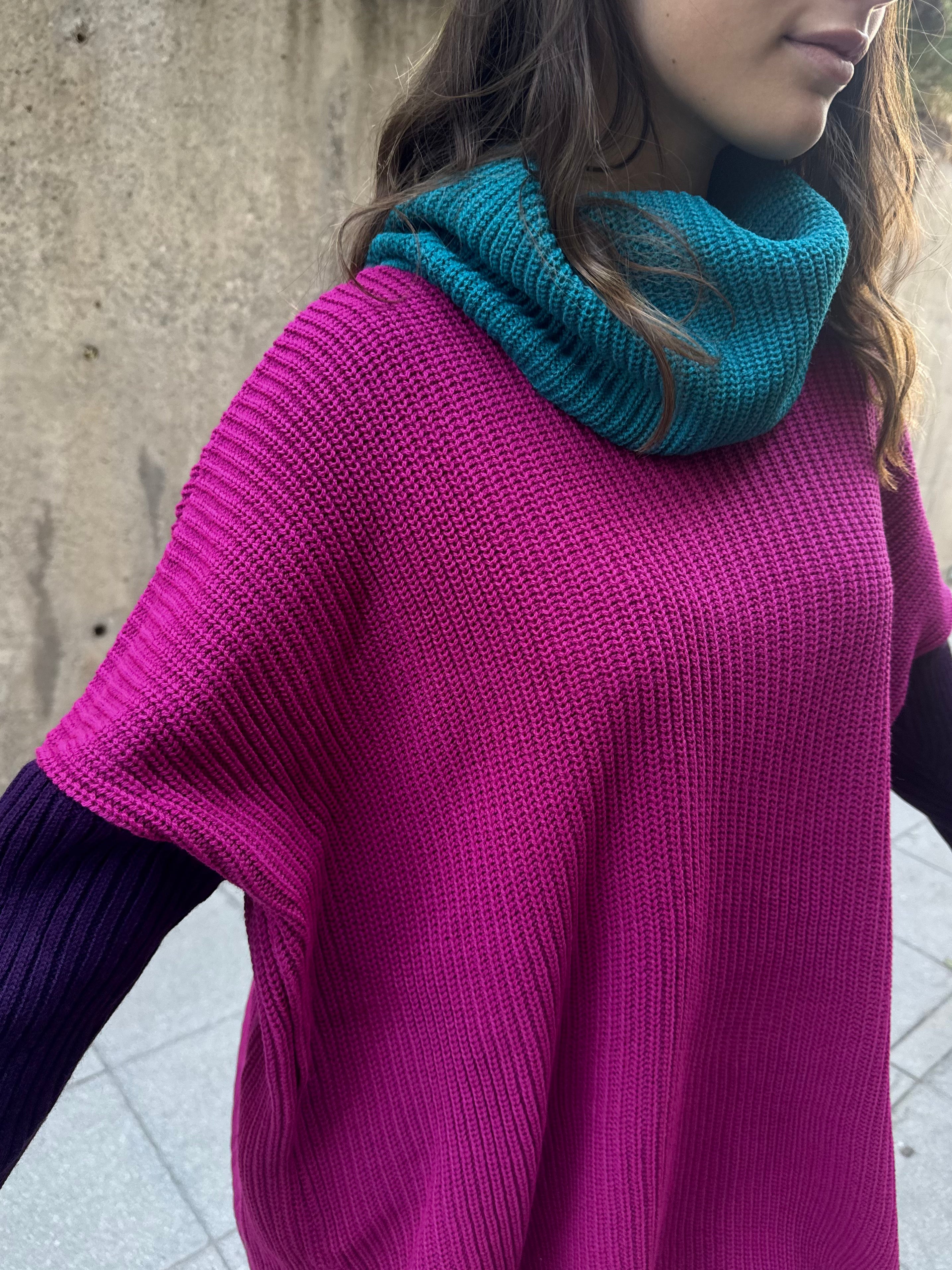 Sweater Básico Tricolor Magenta