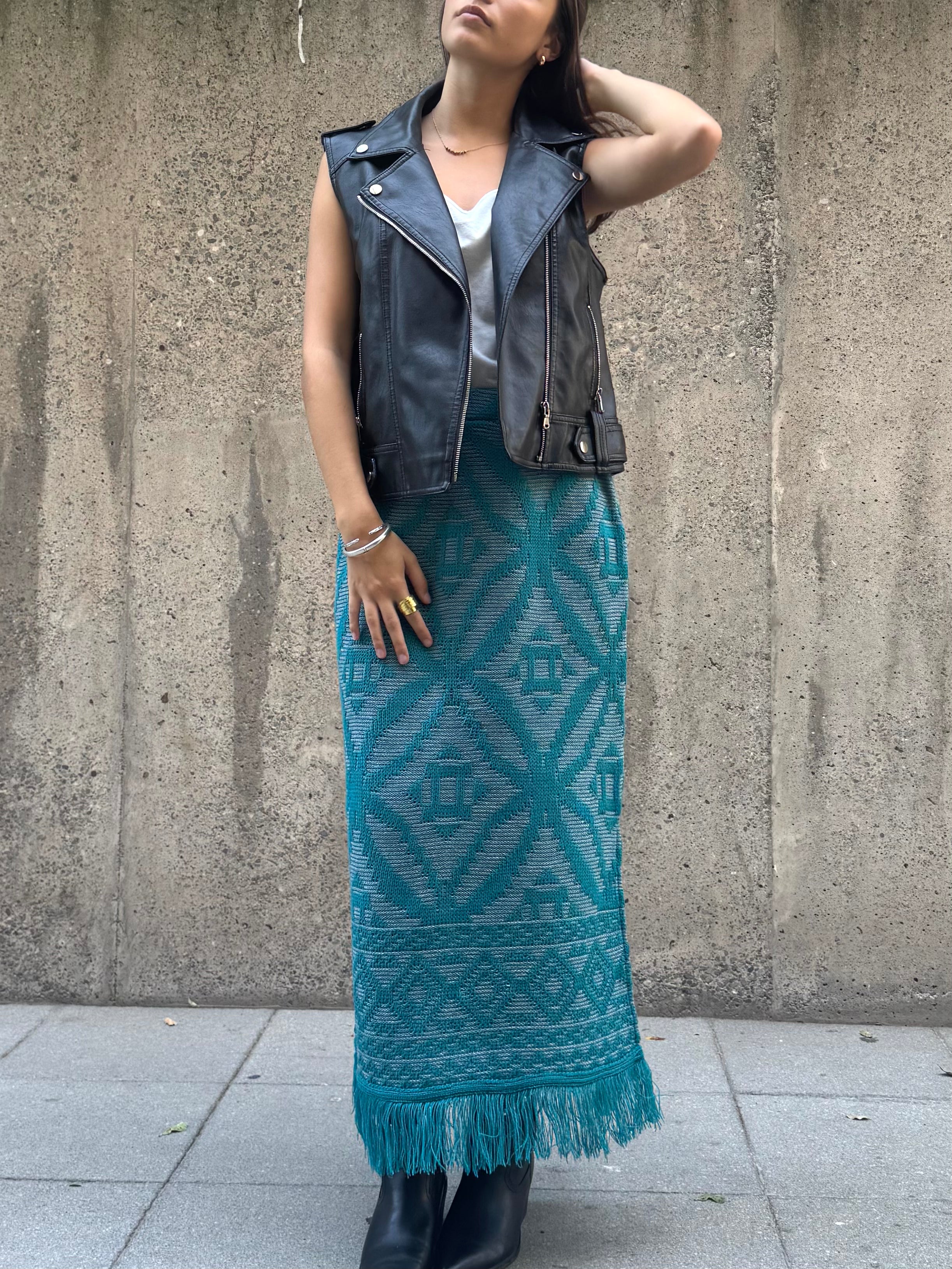 Falda Étnica Azul Petroleo