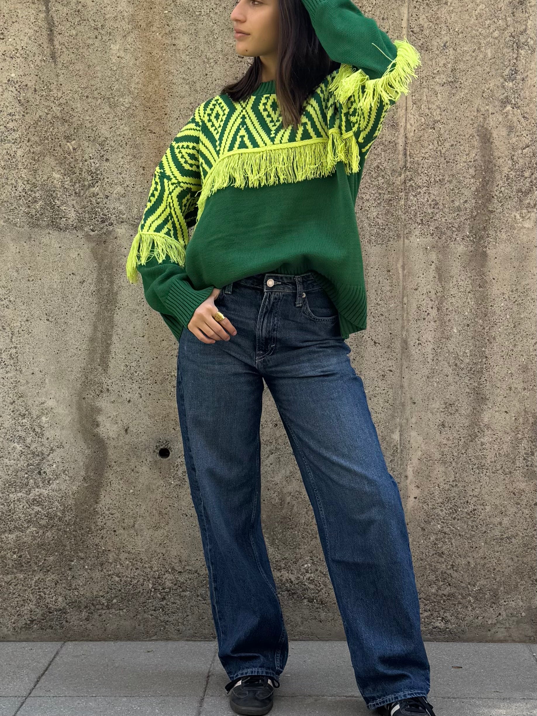 Sweater Etnico Flecos Verde/Limon